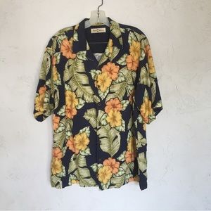 Tommy Bahama RN 86549 Men’s Tropical Hawaiian Button-down Silk Shirt Size L